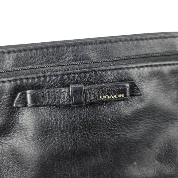 Vintage Coach Leather Signature Black Clutch Wristlet Bag 8" x 4.5" - Picture 4 of 6